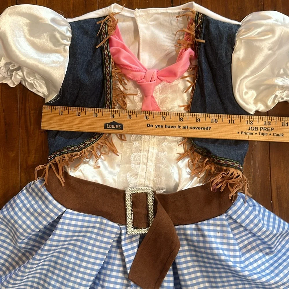 Girls Cowgirl Costume Dress Gingham Western Rodeo Halloween Size S 4-6